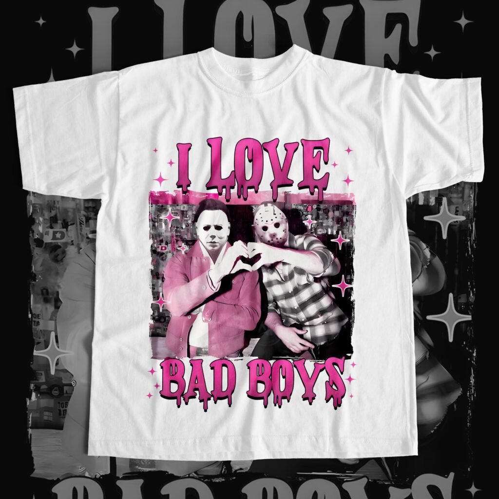Michael Myers Jason Horror T-Shirt I Love Bad Boys