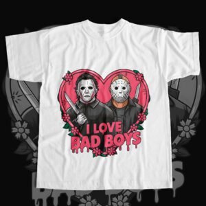 Mockup (3) Michael Myers Jason Horror T-Shirt I Love Bad Boys