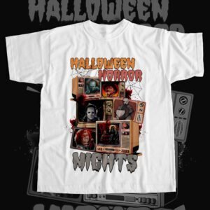 Mockup (6) Jason Freddie Pennywise Michael Myers Halloween Horror Nights Horror T-Shirt